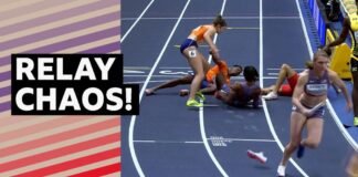 ‘వౌజర్!’ – మిక్స్డ్ రిలేలో షూస్ ఎగురుతాయి మరియు అథ్లెట్లు ఢీకొంటారు
