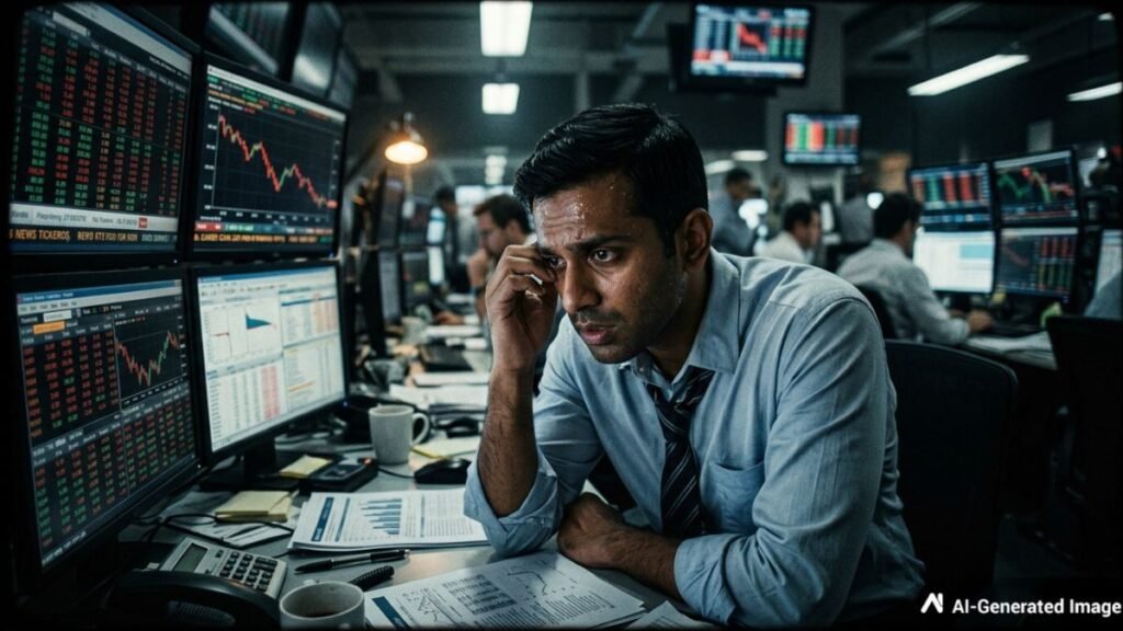 భారీ దెబ్బ.. ఒక్కరోజే రూ.8 లక్షల కోట్ల సంపద ఆవిరి | స్టాక్ మార్కెట్: సెన్సెక్స్ పతనం 1,122 పాయింట్లు, పశ్చిమాసియా ఉద్రిక్తతలు మరియు క్రూడ్ ఆయిల్ ర్యాలీ దలాల్ స్ట్రీట్‌ను షేక్ చేయడంతో నిఫ్టీ స్లంప్స్